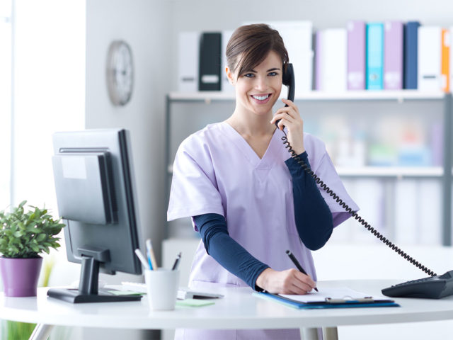 Nurse talking on the phone